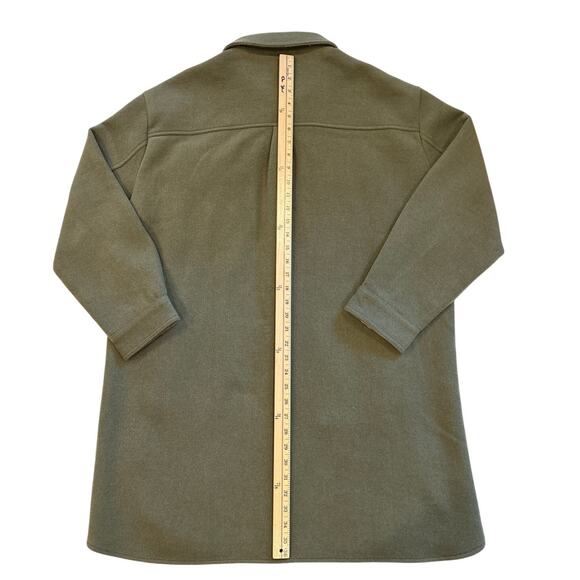 Talbots Shirt Coat Womens XL Green Wool Blend Long Heavyweight Pockets Outdoor - Picture 8 of 10